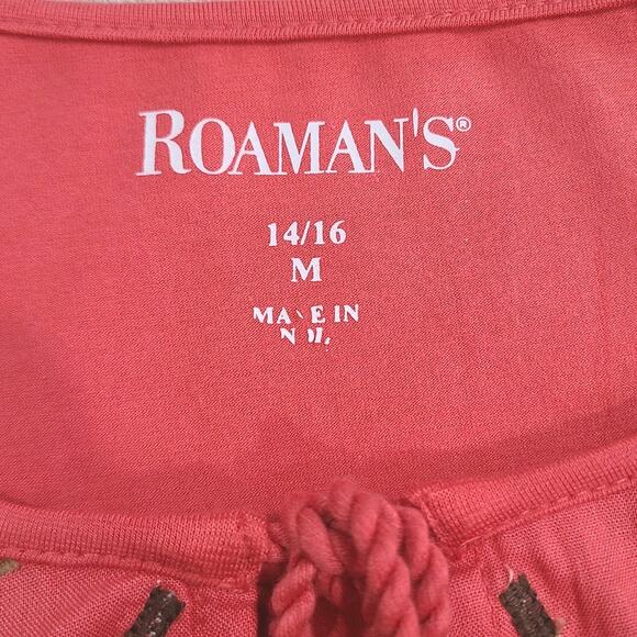 Roamans Embroidered Tassle Tunic Top Size Beachy Boho Hippie Relaxed Fit 14/16 - Picture 4 of 10